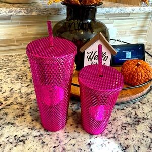 NWT Starbucks Holiday 2022 Pink Stud Bling Tumbler Cold Cups
